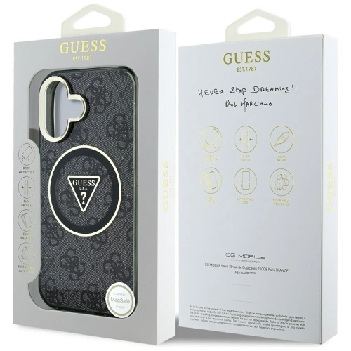 Kup Guess IML Fém Csillám 4G Kör Háromszög MagSafe Apple iPhone 16 fekete - GUE4565 - {ean13} - Sklep Home Screen