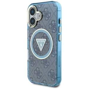 Kup Etui Guess IML Metal Glitter 4G Circle Triangle MagSafe do Apple iPhone 16 niebieski - GUE4566 - {ean13} - Sklep Home Screen