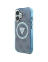 Kup Etui Guess IML Metal Glitter 4G Circle Triangle MagSafe do Apple iPhone 16 niebieski - GUE4566 - {ean13} - Sklep Home Screen