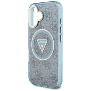 Kup Etui Guess IML Metal Glitter 4G Circle Triangle MagSafe do Apple iPhone 16 niebieski - GUE4566 - {ean13} - Sklep Home Screen