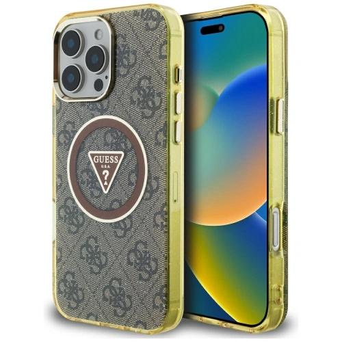 Kup Etui Guess IML Metal Glitter 4G Circle Triangle MagSafe do Apple iPhone 16 Pro brązowy - GUE4567 - {ean13} - Sklep Home Screen