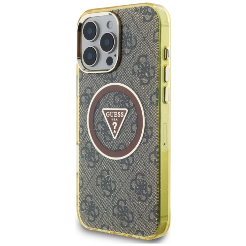 Kup Etui Guess IML Metal Glitter 4G Circle Triangle MagSafe do Apple iPhone 16 Pro brązowy - GUE4567 - {ean13} - Sklep Home Screen