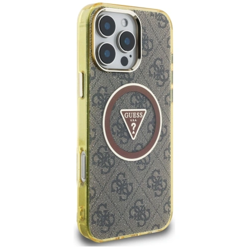 Buy Guess IML Metal Glitter 4G Circle Triangle MagSafe Apple iPhone 16 Pro brown - GUE4567 - {ean13} - Home Screen Store Europe