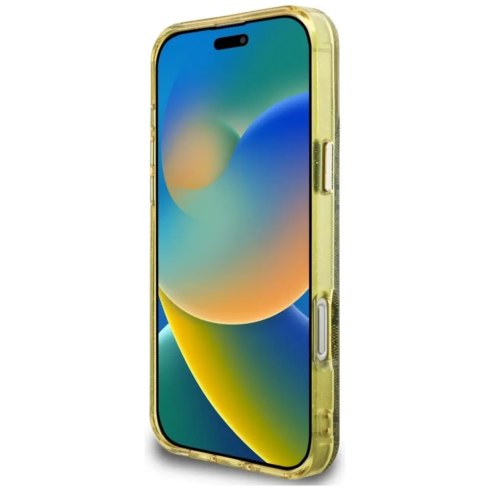 Etui Guess IML Metal Glitter 4G Circle Triangle MagSafe do Apple iPhone 16 Pro brązowy