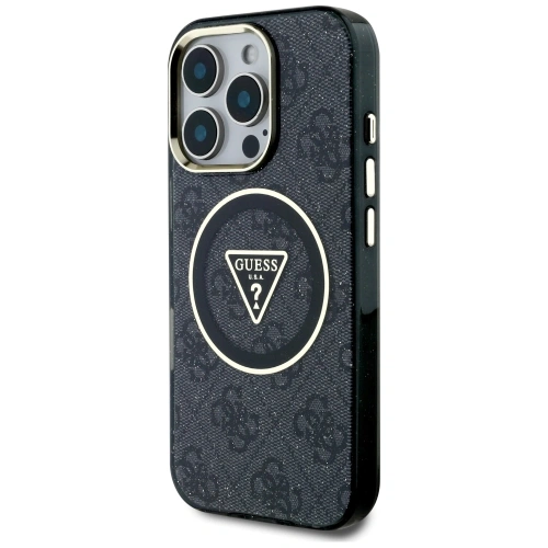 Buy Guess IML Metal Glitter 4G Circle Triangle MagSafe Apple iPhone 16 Pro black - GUE4568 - {ean13} - Home Screen Store Europe