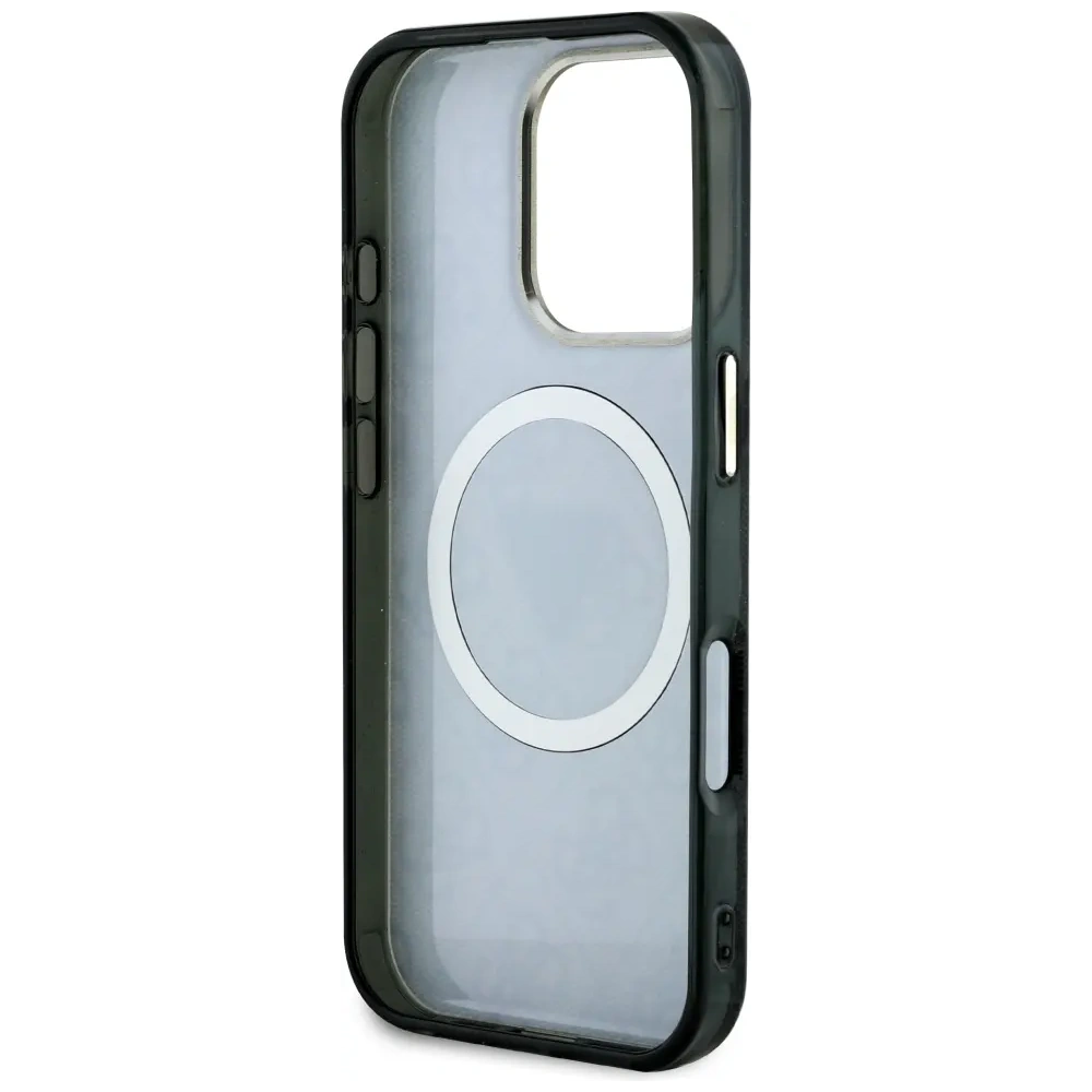 Etui Guess IML Metal Glitter 4G Circle Triangle MagSafe do Apple iPhone 16 Pro Max czarny