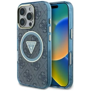 Buy Guess IML Metal Glitter 4G Circle Triangle MagSafe Apple iPhone 16 Pro blue - GUE4573 - {ean13} - Home Screen Store Europe