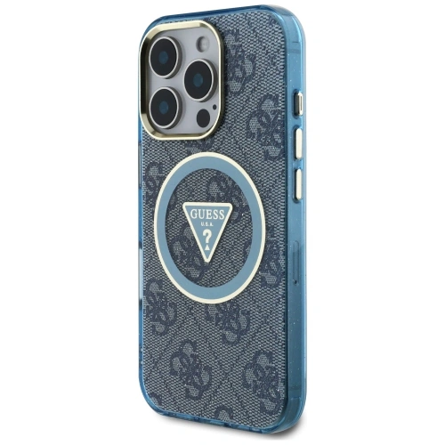 Buy Guess IML Metal Glitter 4G Circle Triangle MagSafe Apple iPhone 16 Pro blue - GUE4573 - {ean13} - Home Screen Store Europe