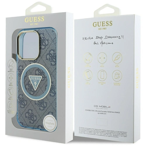 Buy Guess IML Metal Glitter 4G Circle Triangle MagSafe Apple iPhone 16 Pro blue - GUE4573 - {ean13} - Home Screen Store Europe