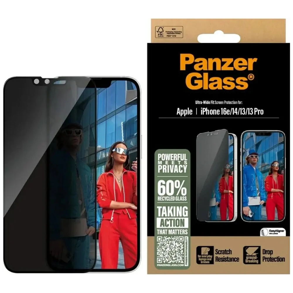 Szkło prywatyzujące PanzerGlass Ultra-Wide Fit do Apple iPhone 16e / 14 / 13 / 13 Pro