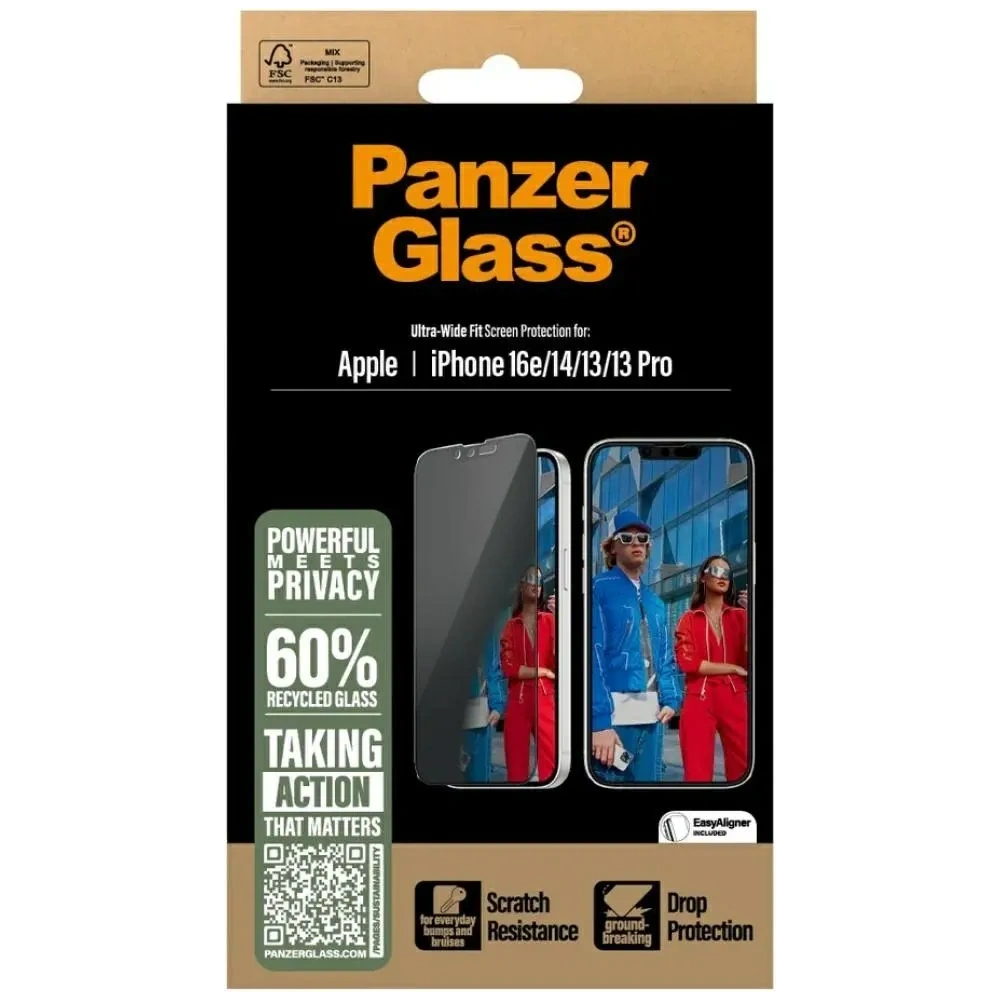 Szkło prywatyzujące PanzerGlass Ultra-Wide Fit do Apple iPhone 16e / 14 / 13 / 13 Pro