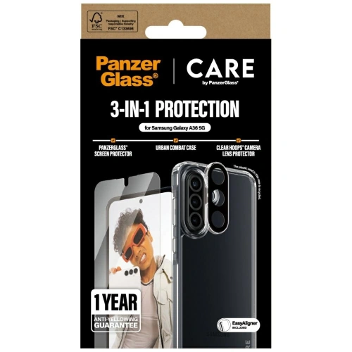 Kup CARE by PanzerGlass Flagship 3in1 védőszett: tok + edzett üveg + lencseüveg Samsung Galaxy A36 5G-hez - PZG886 - {ean13} - Sklep Home Screen