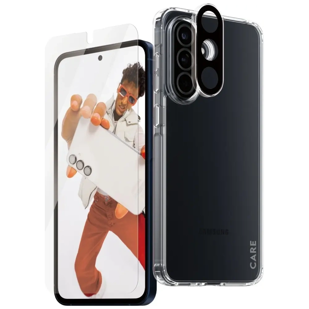 Zestaw ochronny etui + szkło hartowane + szkło na aparat CARE by PanzerGlass Flagship 3w1 do Samsung Galaxy A56 5G