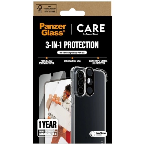Buy CARE by PanzerGlass Flagship 3in1 Protective set: case + tempered glass + lens glass Samsung Galaxy A56 5G - PZG887 - {ean13} - Home Screen Store Europe