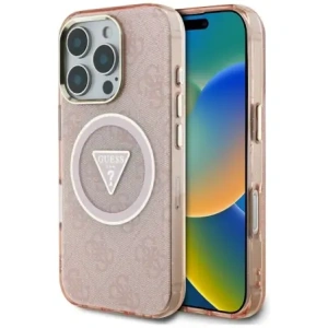Buy Guess IML Metal Glitter 4G Circle Triangle MagSafe Apple iPhone 16 Pro pink - GUE4574 - {ean13} - Home Screen Store Europe