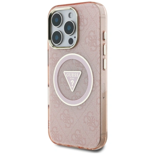 Buy Guess IML Metal Glitter 4G Circle Triangle MagSafe Apple iPhone 16 Pro pink - GUE4574 - {ean13} - Home Screen Store Europe