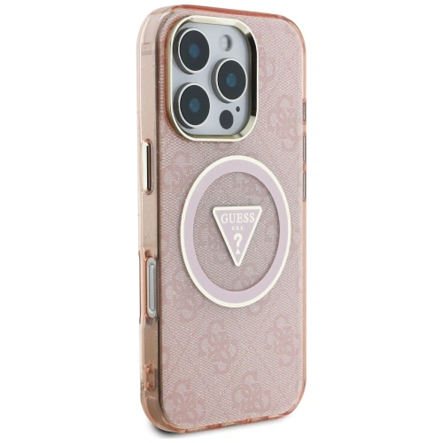 Buy Guess IML Metal Glitter 4G Circle Triangle MagSafe Apple iPhone 16 Pro pink - GUE4574 - {ean13} - Home Screen Store Europe