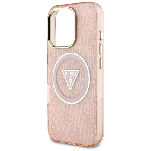 Buy Guess IML Metal Glitter 4G Circle Triangle MagSafe Apple iPhone 16 Pro pink - GUE4574 - {ean13} - Home Screen Store Europe