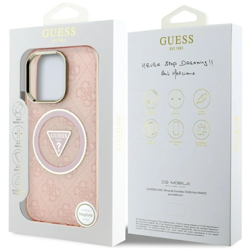 Buy Guess IML Metal Glitter 4G Circle Triangle MagSafe Apple iPhone 16 Pro pink - GUE4574 - {ean13} - Home Screen Store Europe