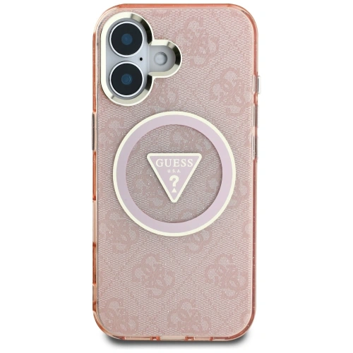Kup Guess IML Fém Csillám 4G Kör Háromszög MagSafe Apple iPhone 16 rózsaszín - GUE4575 - {ean13} - Sklep Home Screen