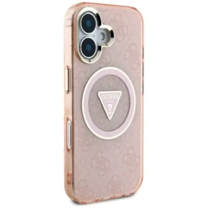 Kup Guess IML Metall Glitzer 4G Kreis Dreieck MagSafe Apple iPhone 16 pink - GUE4575 - {ean13} - Sklep Home Screen