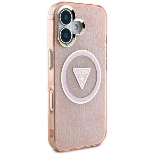 Buy Guess IML Metal Glitter 4G Circle Triangle MagSafe Apple iPhone 16 pink - GUE4575 - {ean13} - Home Screen Store Europe