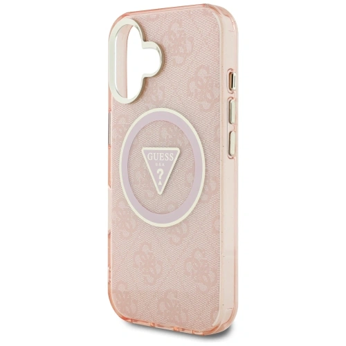 Kup Etui Guess IML Metal Glitter 4G Circle Triangle MagSafe do Apple iPhone 16 różowy - GUE4575 - {ean13} - Sklep Home Screen