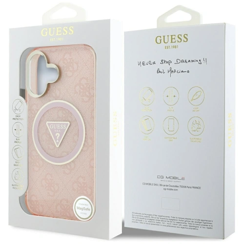 Kup Guess IML Fém Csillám 4G Kör Háromszög MagSafe Apple iPhone 16 rózsaszín - GUE4575 - {ean13} - Sklep Home Screen