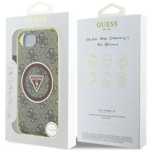 Kup Guess IML Metall Glitzer 4G Kreis Dreieck MagSafe Apple iPhone 16e braun - GUE4576 - {ean13} - Sklep Home Screen