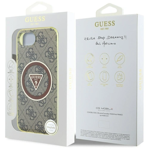 Kup Etui Guess IML Metal Glitter 4G Circle Triangle MagSafe do Apple iPhone 16e brązowy - GUE4576 - {ean13} - Sklep Home Screen