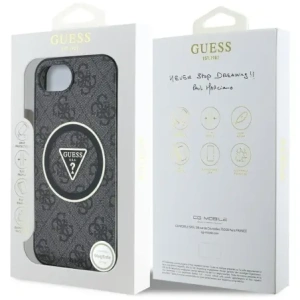 Kup Guess IML Metall Glitzer 4G Kreis Dreieck MagSafe Apple iPhone 16e schwarz - GUE4577 - {ean13} - Sklep Home Screen