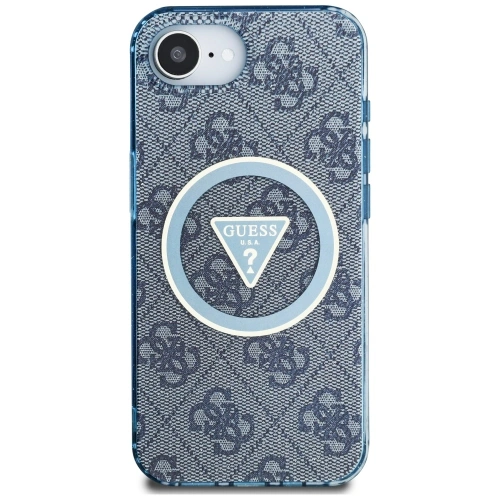 Kup Etui Guess IML Metal Glitter 4G Circle Triangle MagSafe do Apple iPhone 16e niebieski - GUE4578 - {ean13} - Sklep Home Screen