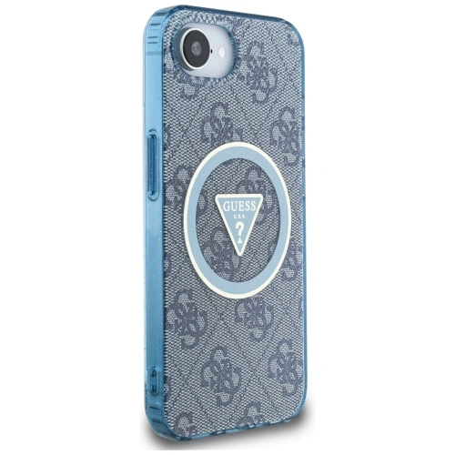 Kup Etui Guess IML Metal Glitter 4G Circle Triangle MagSafe do Apple iPhone 16e niebieski - GUE4578 - {ean13} - Sklep Home Screen