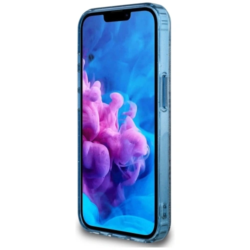 Kup Guess IML Metal Glitter 4G Cerc Triunghi MagSafe Apple iPhone 16e albastru - GUE4578 - {ean13} - Sklep Home Screen