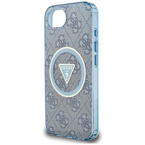 Kup Etui Guess IML Metal Glitter 4G Circle Triangle MagSafe do Apple iPhone 16e niebieski - GUE4578 - {ean13} - Sklep Home Screen