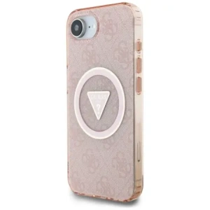 Kup Guess IML Metall Glitzer 4G Kreis Dreieck MagSafe Apple iPhone 16e rosa - GUE4579 - {ean13} - Sklep Home Screen