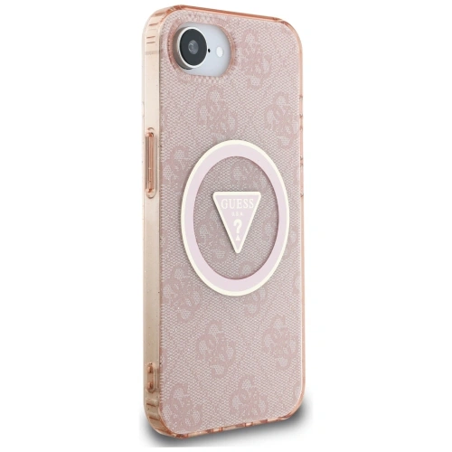 Kup Etui Guess IML Metal Glitter 4G Circle Triangle MagSafe do Apple iPhone 16e różowy - GUE4579 - {ean13} - Sklep Home Screen