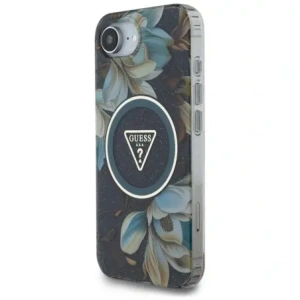 Kup Guess IML Metall Glitzer Blumen Dreieck MagSafe Apple iPhone 16e schwarz - GUE4580 - {ean13} - Sklep Home Screen