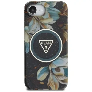 Kup Guess IML Metall Glitzer Blumen Dreieck MagSafe Apple iPhone 16e schwarz - GUE4580 - {ean13} - Sklep Home Screen