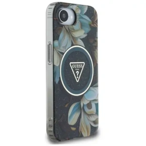 Kup Guess IML Metall Glitzer Blumen Dreieck MagSafe Apple iPhone 16e schwarz - GUE4580 - {ean13} - Sklep Home Screen