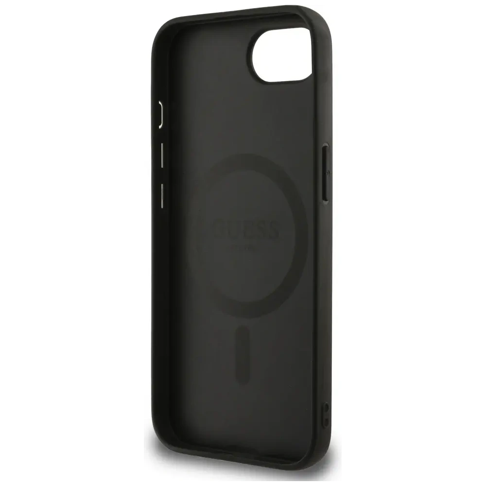 Etui Guess Peony Script Logo MagSafe do Apple iPhone 16e czarny