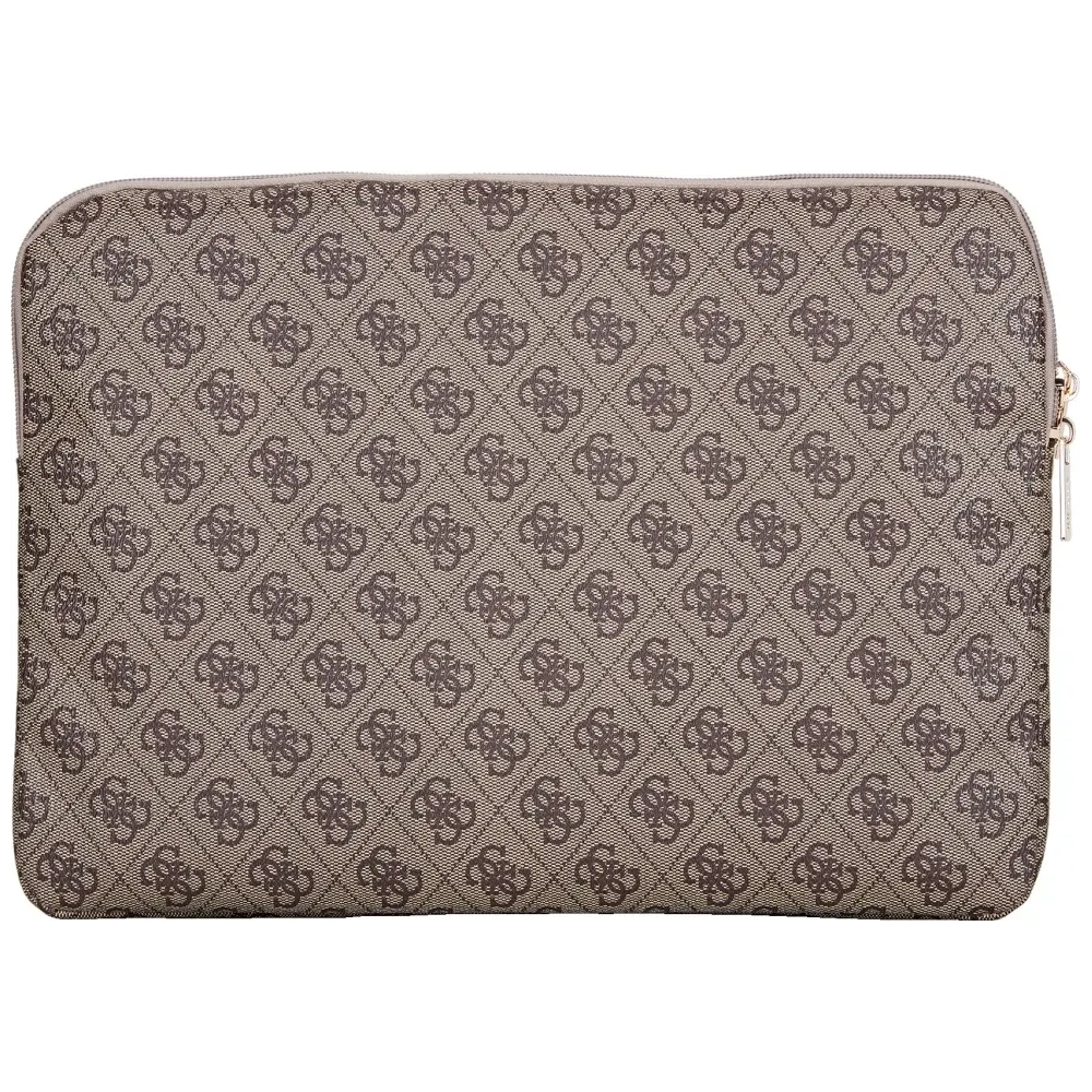 Torba Guess Sleeve 14" 4G Zipper Pocket Triangle Logo brązowy