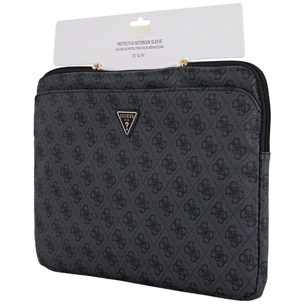 Torba Guess Sleeve 14" 4G Zipper Pocket Triangle Logo czarny