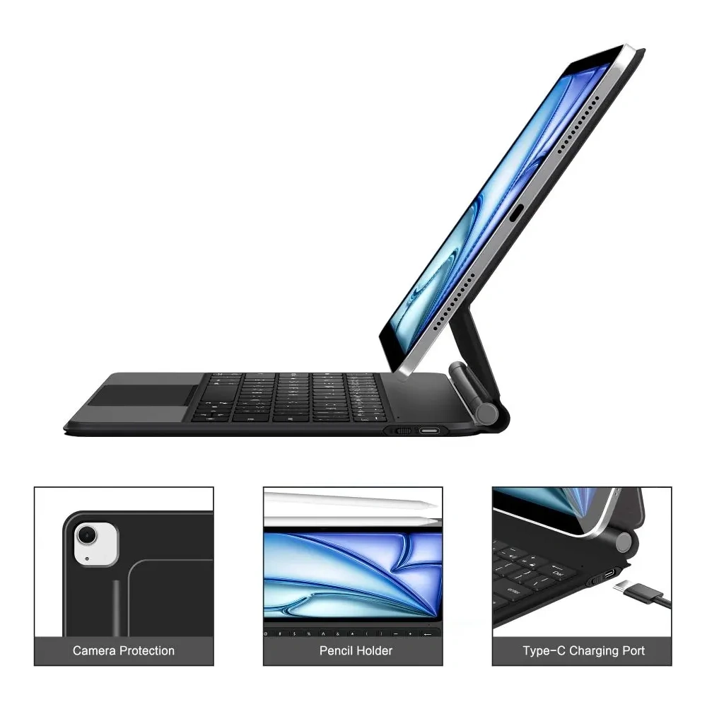 Etui Tech-Protect SmartCase Magnetic + Keyboard Apple iPad Air 10.9" 2020/2022 / iPad Air 11" 2024/2025 Black