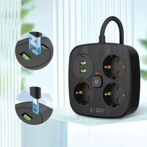 Kup Tech-Protect PCS3X4 Áramelosztó 2xUSB-A, 2xUSB-C, 3xAC aljzat 200cm Fekete - THP4167 - {ean13} - Sklep Home Screen