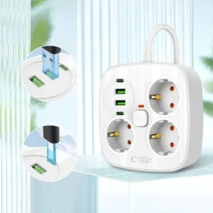 Kup Tech-Protect PCS3X4 Elosztó 2xUSB-A, 2xUSB-C, 3xDugaszolóaljzat 200cm Fehér - THP4168 - {ean13} - Sklep Home Screen