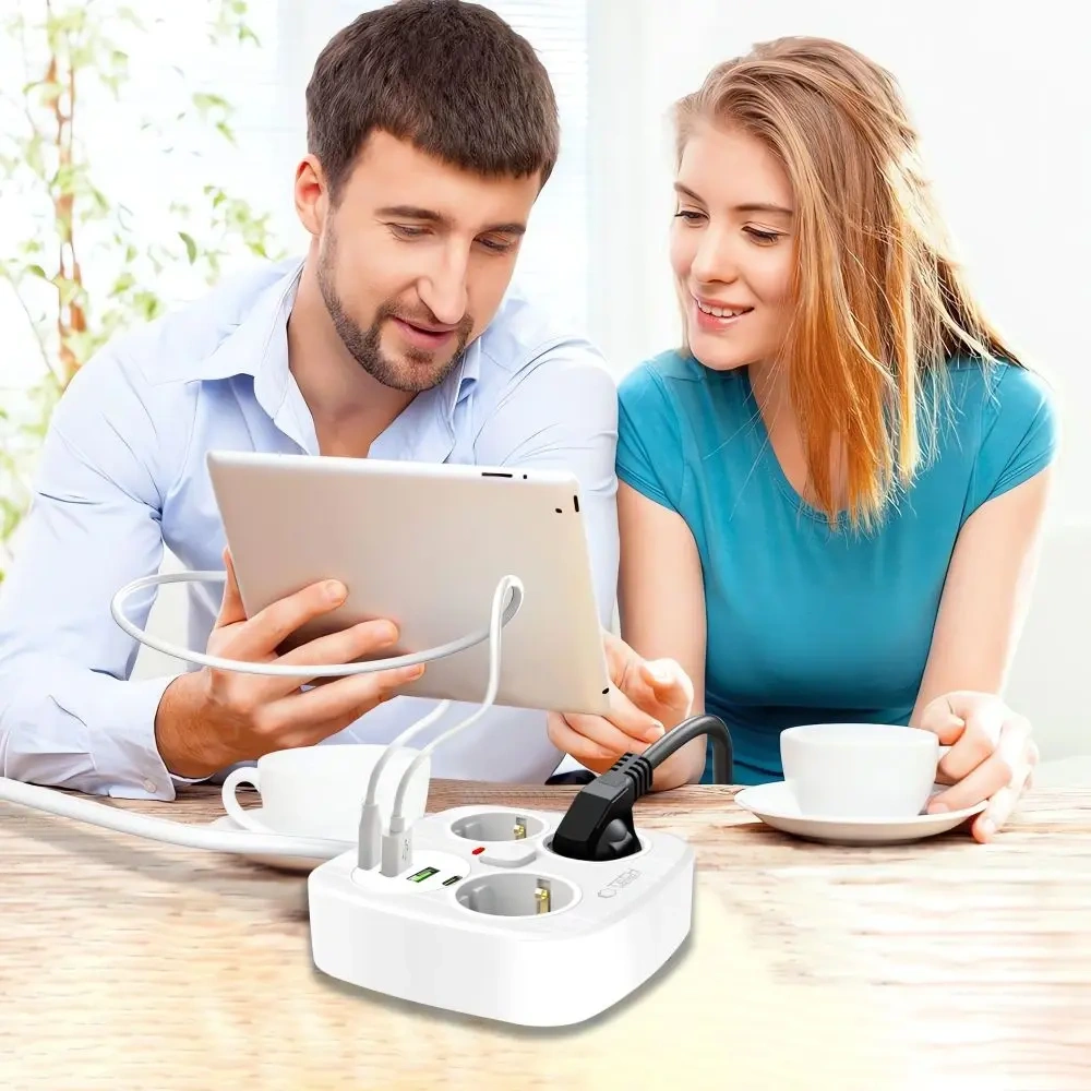 Listwa zasilająca Tech-Protect PCS3X4 Power Strip 2xUSB-A, 2xUSB-C, 3xSocket AC 200cm White