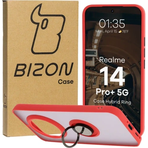 Buy Bizon Case Hybrid Ring Realme 14 Pro+ Plus 5G smoky with a red frame - BIZ9097 - {ean13} - Home Screen Store Europe