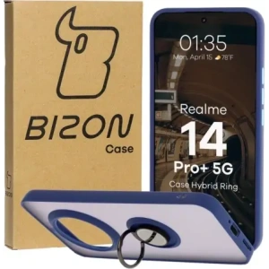 Bizon Case Hybrid Ring Realme 14 Pro+ Plus 5G smoky with a navy blue frame