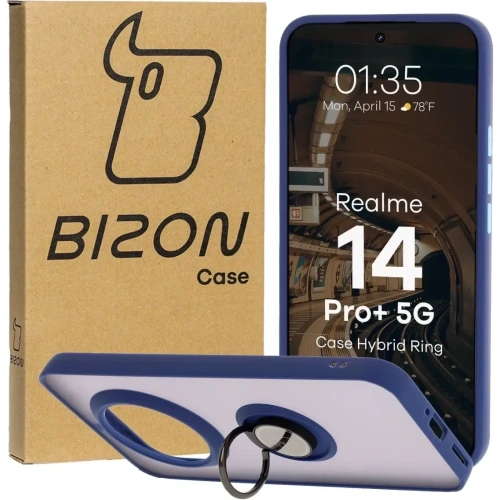 Kup Bizon Case Hybrid Ring Realme 14 Pro+ Plus 5G fumuriu cu un cadru albastru marin - BIZ9098 - {ean13} - Sklep Home Screen